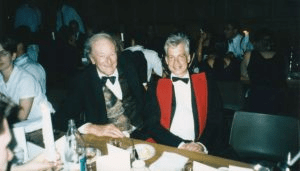 Professor Handley and Dr Hopkinson at graduation dinner, 2001. Photo: Rosi Jack