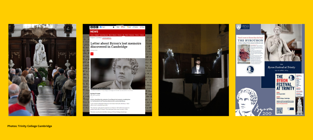 Trinity wins international gold communications award for Byron Bicentenary