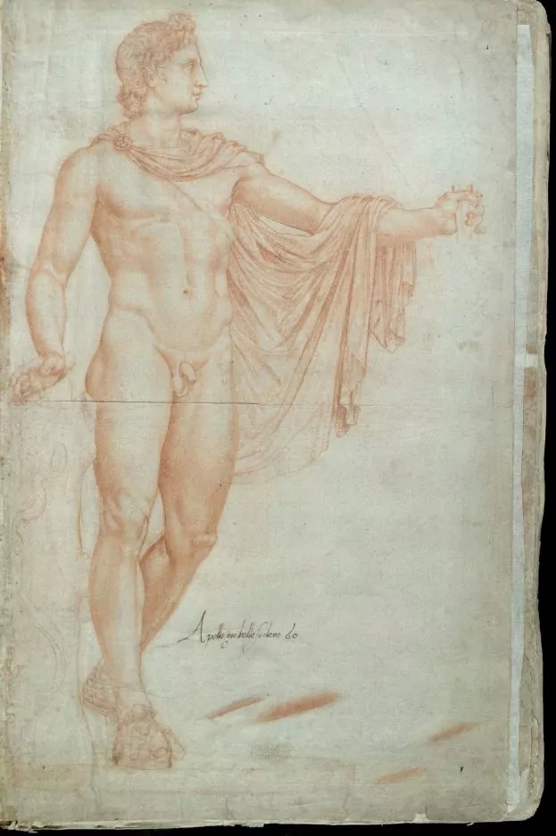 A drawing of the statute of Apollo